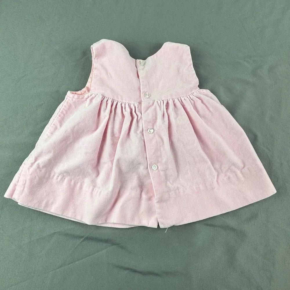 Vintage Baby Pink Dress‎ 3–6 Months Sleeveless Cotton Button Back Classic